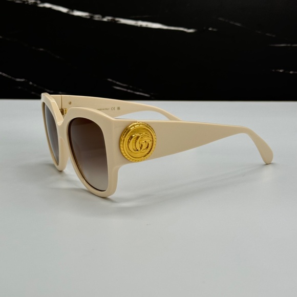 NEW GG1407S 004 GUCCI SQUARE IVORY BROWN WOMEN SUNGLASSES GUCCI - Picture 7 of 14